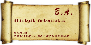 Blistyik Antonietta névjegykártya